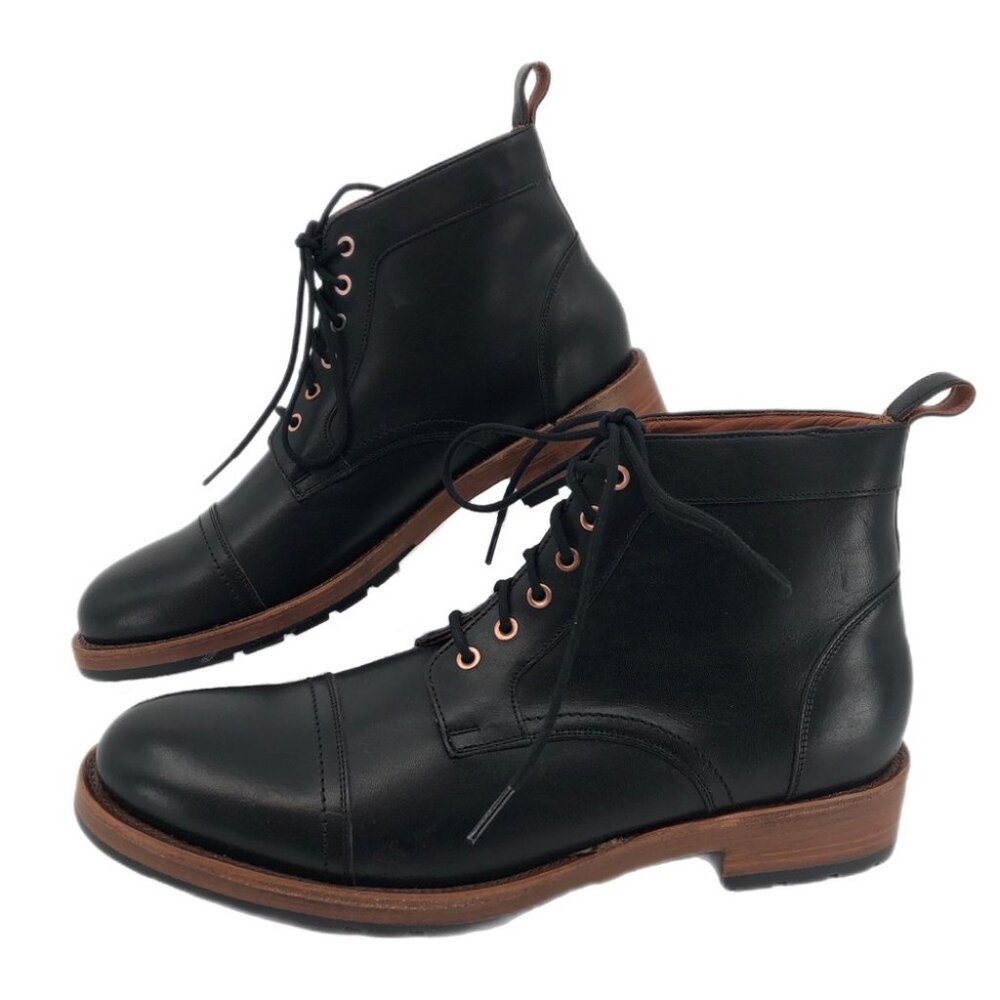 Patina Black & Brown Leather Lace Up Boots | Made in Mexico